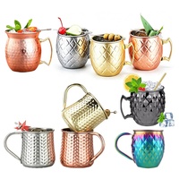 Mug à Moscow Mule de qualité supérieure, écologique, avec poignée dorée, design simple, en cuivre martelé, idéal pour les soirées.
