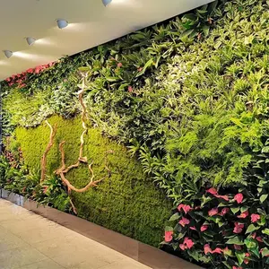 HZY 50*50cm 1*1M Fácil instalación Planta artificial decoración de pared verde artificial jardín vertical césped diseño de pared