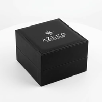 Boîte en cuir PU noir de haute qualité, fabriquée à la main, pour un seul montre, avec insert en velours doux, logo personnalisé, cadeau
