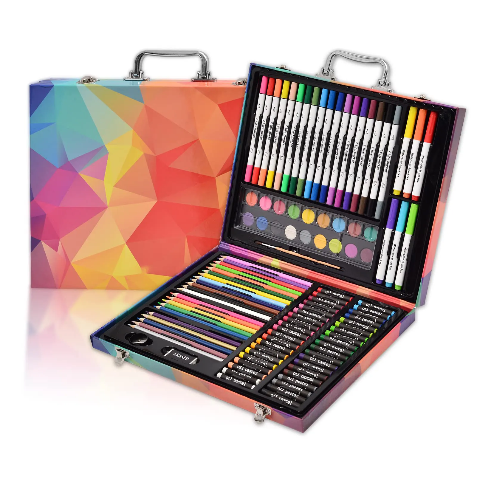 132 PCS Art Set Deluxe Professional Color Set Art Kit per bambini adulti con custodia portatile artisti Set da disegno pennarelli pastelli ad olio