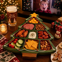 Plateau de service de Noël en gros, plateau à fruits et noix divisé, assiette de table créative pour les fêtes de fin d'année et la décoration de table à la maison