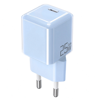 CE RoHS 25W USB-C Pengisi Daya Dinding Colokan EU Port Tunggal Mini Cube PD PPS Pengisian Cepat Adaptor Daya Logo Kustom Grosir
