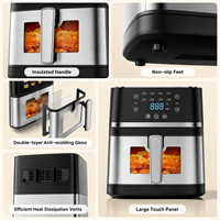 Freidora de Aire Eléctrica con Ventana Visible, Gran Capacidad, Cesta Única, Pantalla Táctil, Cocina sin Aceite