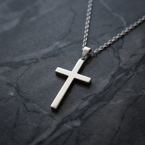 Collier pendentif croix classique en argent massif 925 avec chaîne à maillons en argent sterling de haute qualité – Cadeau idéal pour fiançailles, mariage, anniversaire - Product Image 3