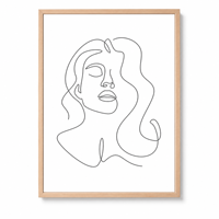 Impression sur toile d'art minimaliste avec cadre en bois, 40x60cm, art mural abstrait de visage pour salon, chambre, décoration intérieure