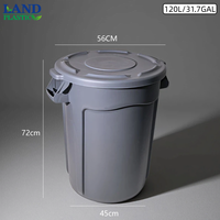 Poubelle ronde en PP de 80L et 120L, structure robuste, avec couvercle, pour la collecte des déchets commerciaux