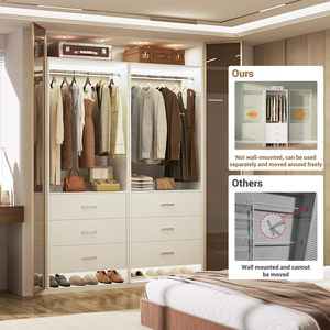 Nouveau design de garde-robe <span class=keywords><strong>en</strong></span> <span class=keywords><strong>bois</strong></span> moderne dressing cintre Portable garde-robe système de support de placard ouvert - Product Image 1