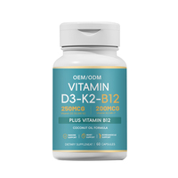Yiteng WSS-GG Vitamine D3 K2 MK7 B12 pour adultes en capsules riches en protéines 250mcg D3 200mcg K2 60 capsules par jour