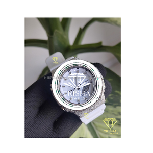 Reloj de Lujo con Diamantes Moissanite VVS de Diseño Indio, Correa Blanca de Plata de Ley 925, Disponible para la Venta - Product Image 6
