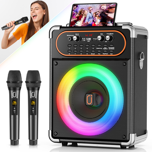 Portable 5.3 PA System Stage-Subwoofers RGB USB/XLR/AUX Inputs Battery-Powered Karaoke Machine for Outdoor Events Parties 2