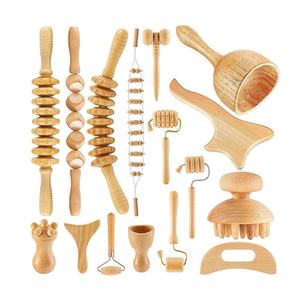 Commercio all'ingrosso Logo privato di legno <span class=keywords><strong>Kit</strong></span> di strumenti di terapia di massaggio per il corpo modellante Gua Sha bellezza cura personale massaggio in legno - Product Image 1