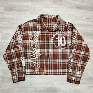 Camicie in Flanella a Quadri Y2k Streetwear Personalizzate con Bottoni, Stampa, Ricamo e Strass, Unisex - Product Image 1