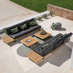 Ensemble <span class=keywords><strong>de</strong></span> canapés <span class=keywords><strong>de</strong></span> <span class=keywords><strong>jardin</strong></span> <span class=keywords><strong>de</strong></span> luxe en teck et corde, mobilier d'extérieur pour hôtels et villas, avec coussins imperméables, ensemble <span class=keywords><strong>de</strong></span> <span class=keywords><strong>salon</strong></span> moderne combiné - Product Image 1