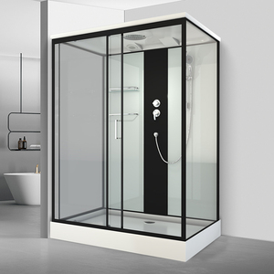 Cuarto de ducha integral deslizante con Marco, Partición de cuarto de baño húmedo seco integrado, vidrio cuadrado para separación de baño doméstico - Product Image 2