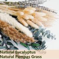 Bunga Kering Pampas Bohemian Dekoratif Rumput Ekor Kelinci Campuran dan Padu Padan Buket Bunga Kering