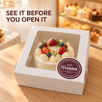 Boîte à gâteau portable en carton recyclé écologique, personnalisable, avec fenêtre de présentation et marquage à chaud, pour boulangerie et vente au détail (vente en gros)