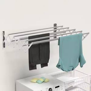 Precio <span class=keywords><strong>barato</strong></span> <span class=keywords><strong>tendedero</strong></span> montado en la pared estantes de Torre toalleros plegables telescópico para baño supermercado OEM - Product Image 4