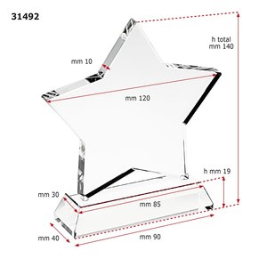 Trofeo Estrella de Cristal Blanco Hecho de Cristal y Metal para Regalos en Ferias Comerciales y para Recibir Invitados - Product Image 2