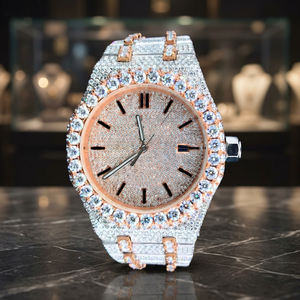 Customized Luxury 18K Gold Moissanite Zircon Rose Gold Stainless Steel Glass Automatic Mechanical <b>Watch</b> <b>Case</b> Bracelet Clasp 10 - Product Image 3