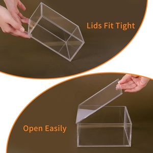 Couvercles de boîte de rangement en acrylique transparent Mini conteneurs cubes polyvalents empilables présentoirs de bureau à domicile pour bijoux - Product Image 3