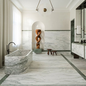 Baignoire ronde autoportante en <span class=keywords><strong>marbre</strong></span> blanc Arabescato, baignoire de luxe en pierre avec bain à remous pour salle de bain - Product Image 3