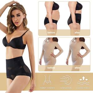 Braguitas de cintura alta con control de abdomen para mujer, moldeadoras de cuerpo, levanta glúteos, ropa interior de malla, braga de compresión cruzada, moldeadora de cintura - Product Image 2