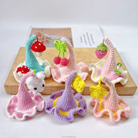 Pince à cheveux mignonne en crochet fait main, motif dessin animé chapeau d'anniversaire, avec étoile 3D et poupée en peluche, accessoire de fête, artisanat