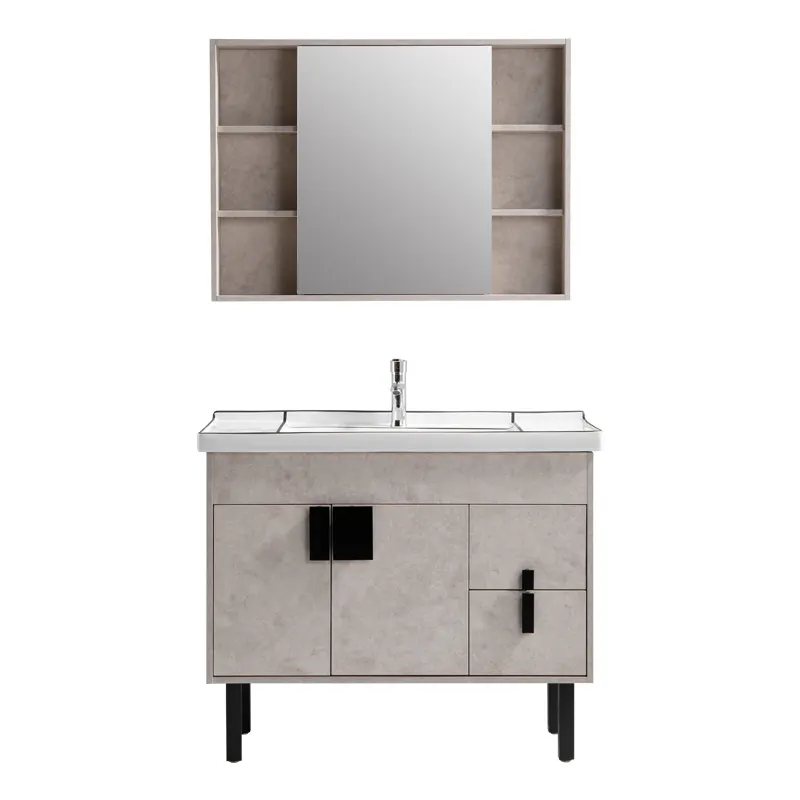 DAMSEl-mueble de baño de madera, clásico, gris, diseño ajustable