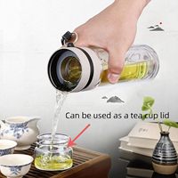 Bouteille d'eau en verre borosilicate à double paroi de 400 ml, infuseur à thé soufflé à la bouche, anti-fuite, écologique, gourde de voyage