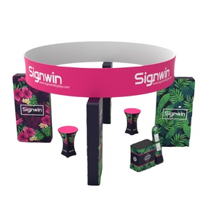 Di alta qualità a forma curva in alluminio 100% poliestere Full Color pubblicità pavimento in piedi esposizione - Product Image 2