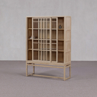 Buffet en bois massif de style vintage du milieu du siècle, traditionnel chinois, rustique naturel, porte longue en dalle, élégant, meuble d'entrée, salon