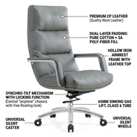 Chaise de bureau moderne à dossier haut pour dirigeant, chaises de bureau VIP de haute qualité, adaptées au personnel et aux visiteurs, chaise de bureau fabriquée en Chine 360