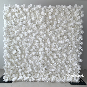 L-FW Vente en gros de feuilles vertes artificielles en soie 3D, fausses fleurs d'hortensia, de pivoine et de rose pour décoration murale de mariage - Product Image 3