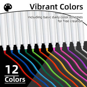 Marqueurs liquides <span class=keywords><strong>pour</strong></span> enfants non toxiques et lavables, lot de 12 couleurs, à base d'eau, effaçables à sec et à l'eau, <span class=keywords><strong>pour</strong></span> tableau noir, fenêtre, verre, art à domicile - Product Image 2