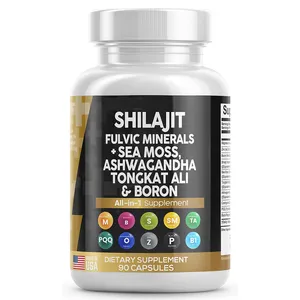Shilajit kapsülleri Fulvic asit deniz yosun ashashandha Tongkat Ali bor mineraller bitkisel enerji hepsi 1 Shilajit takviyesi