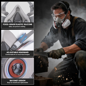 Set de Respirador de Media Cara YS Completo con Gafas Protectoras y Filtros, Certificado CE, para Pintura, Soldadura y Trabajo Industrial - Product Image 4