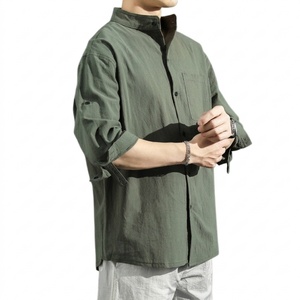 เสื้อเชิ้ตผู้ชายคอจีน แขนยาว ผ้าลินิน 100% ระบายอากาศได้ดี สไตล์ลำลอง ใส่ได้ทั้งชายหาดและฤดูร้อน รุ่น TKAN8102 - Product Image 3