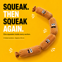 Jouet pour chien en peluche en forme de longue saucisse avec plusieurs couineurs