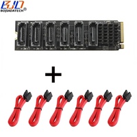 Carte d'extension M.2 NVME Key-M vers 6 ports SATA 3.0 7PIN avec connecteur RTL9110 pour disque dur HDD avec câble de données SATA3