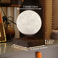 Veilleuse Lune Lévitante Imprimée en 3D, Lampe LED Flottante Magnétique Créative, Base en Bois, Tactile, Batterie pour Bureau, Maison, Chambre