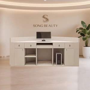 Leichter Luxus Empfangstresen mit Bogenfront aus Holz für Schönheitssalon, Zahnklinik, Kasse, Schulungseinrichtungen, Geschäft, Hotel - Product Image 5