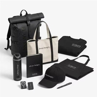 Kit de bienvenue pour employés avec logo personnalisé, comprenant un sac à dos pour ordinateur portable, un carnet et une bouteille d'eau isotherme, boîte de cadeaux promotionnels pour entreprise