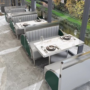 Aluminum Alloy Dining Table And Chairs <b>Set</b> For <b>Restaurant</b> Banquet Wedding Hall Meeting Training Durable Oblong Frame - Product Image 5