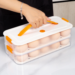Organizador multicapa para refrigerador de cocina, contenedor de almacenamiento de dumplings, embalaje congelado, pastelería, dumplings, caja de huevos de plástico con asa - Product Image 4