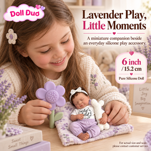 Muñeca Reborn de Silicona de Cuerpo Completo de 6 Pulgadas, Personalizada, con Rizos, Lazo de Encaje Lavanda, Realista, Regalo de Navidad para Niños - Product Image 2