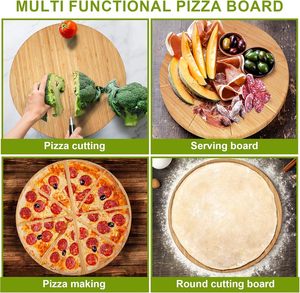 Tagliere e Vassoio <span class=keywords><strong>per</strong></span> <span class=keywords><strong>Pizza</strong></span> in Bambù a Doppia Faccia, 12 Pollici, Confezione da 2, con Istruzioni <span class=keywords><strong>per</strong></span> <span class=keywords><strong>la</strong></span> Pulizia a Mano - Product Image 3