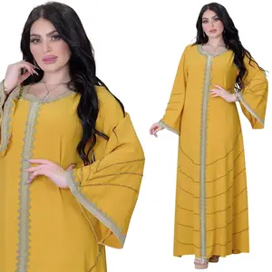 Islamic clothing women kebaya Ethnic muslim caftan moroccan-kaftan satin silk