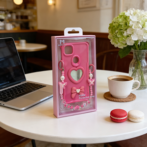 เคสโทรศัพท์มือถือกันกระแทกแบบมีสายคล้องคอ รุ่น 2026 New Waist Three-in-<span class=keywords><strong>One</strong></span> Glitter Drop Heart-mirror พร้อมโบว์อีพ็อกซี่ สำหรับ TEC SPARK GO 3 - Product Image 2
