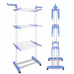 Multi-Layer Home Clothes Hanger Movable Universal Wheel Metal Indoor Balcony Hanging Stand Easy Installation for <b>Drying</b> Cloths - Product Image 4