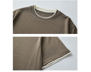 T-shirt Homme Col Rond Ample Personnalisable en Maille Unie de Haute Qualité, Coupe Oversize, Vente en Gros - Product Image 3